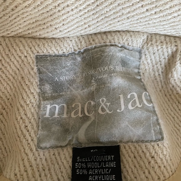mac & jac womens pea / trench / long coat cream color - Picture 5 of 6